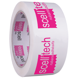 Scotch polypropylène 32 microns résistant blanc haute adhésion personnalisé 1 couleur rose